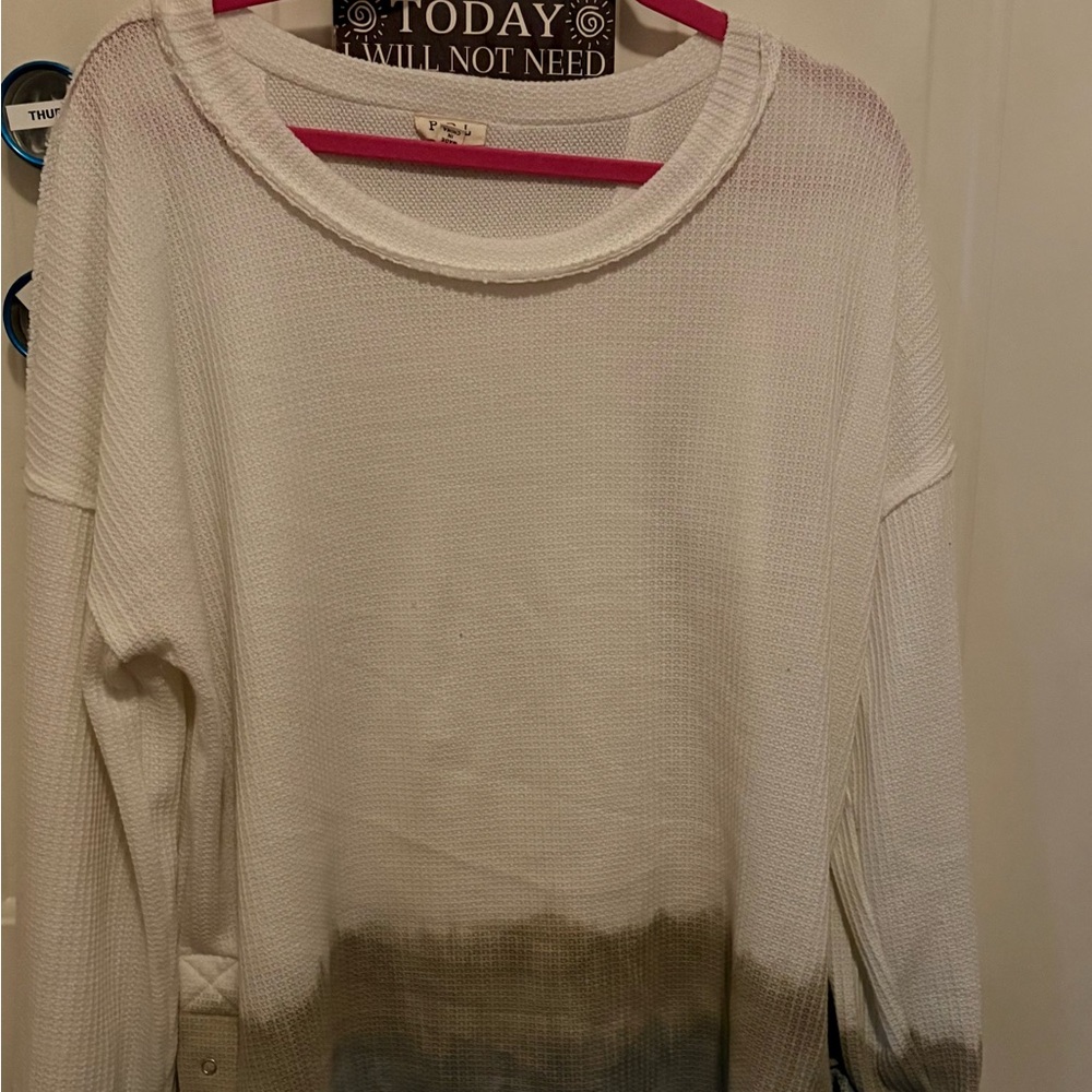 POL White and Gray Ombre Sweater